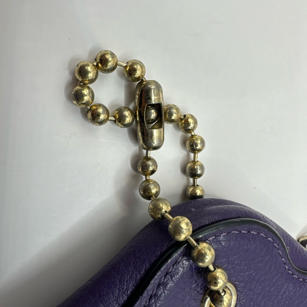 Coach New York Purple Leather Wristlet Pouch - Picture 5 of 14